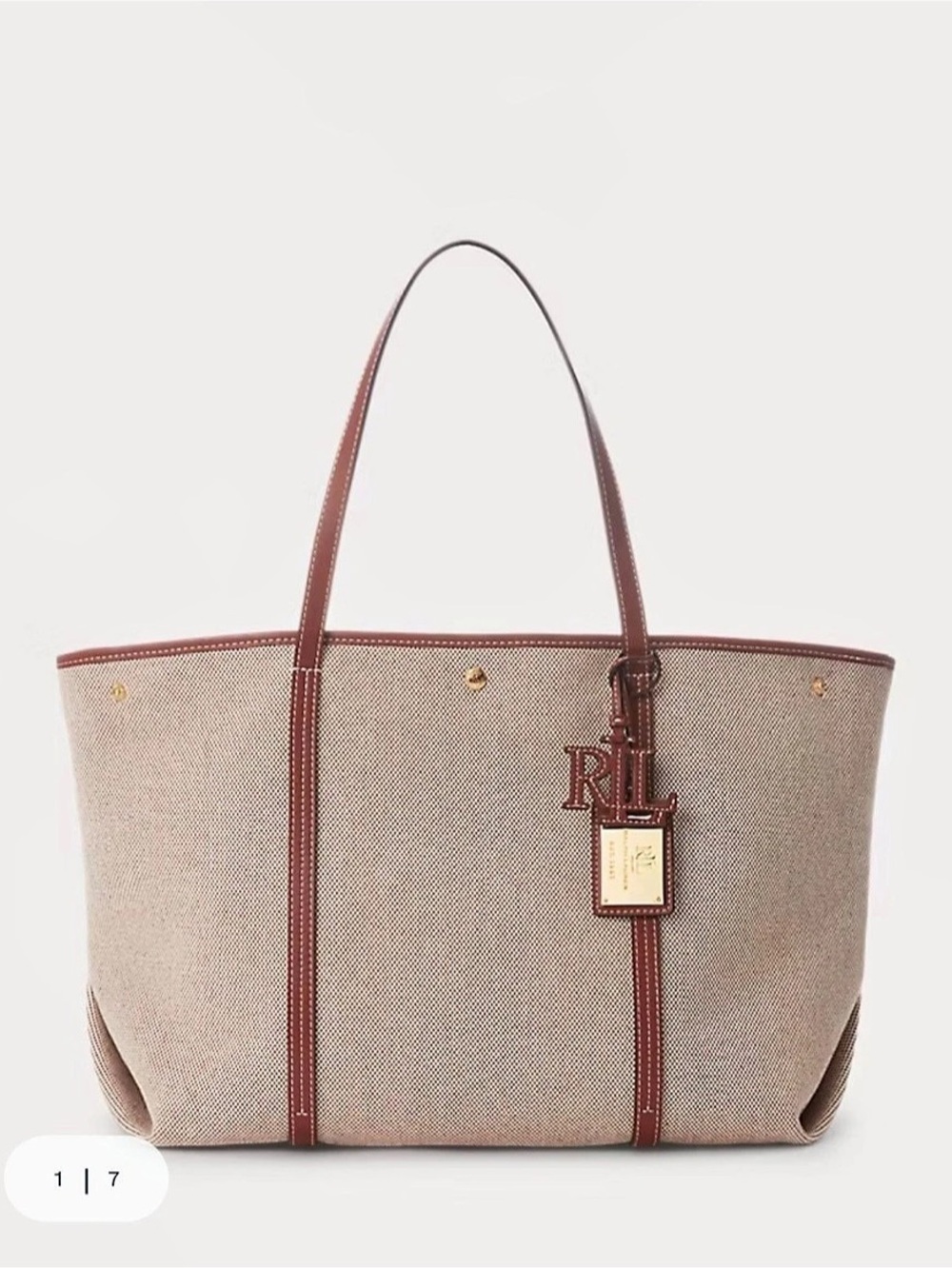 Ralph Lauren RL Tote in Brown & Cream (Never used with dust bag)
